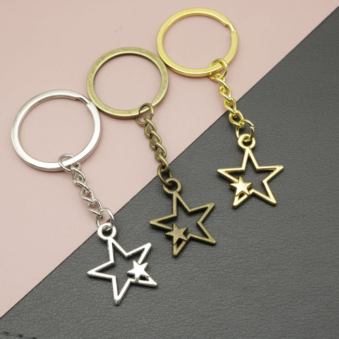 Metal Five Point Star Keychain For Bag Charm Gift
