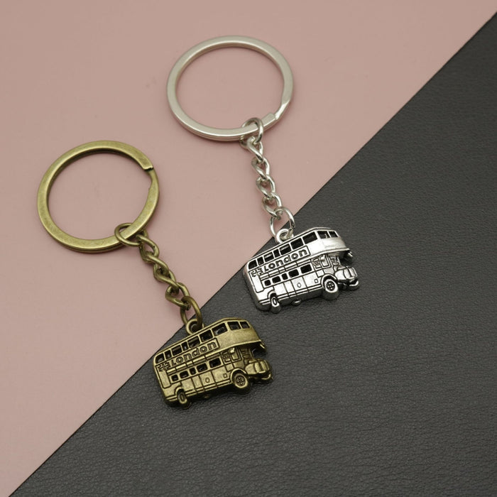 Zinc Alloy Bus Keychain Key Ring Bag Charm Gift