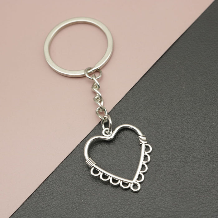 Zinc Alloy Hollow Heart Keychain Bag Charm Gift
