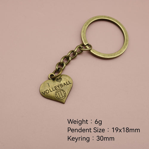 Metal Volleyball Heart Keychain Gift