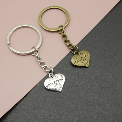 Metal Volleyball Heart Keychain Gift