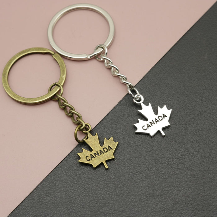 Zinc Alloy Maple Leaf Keychain Canada Style Bag Charm