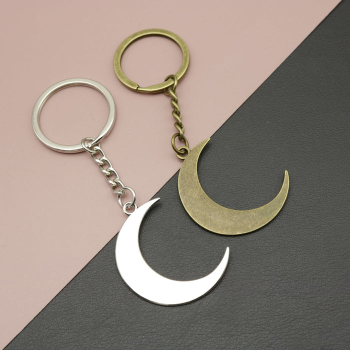 Zinc Alloy Simple Moon Keychain Celestial Bag Charm Gift