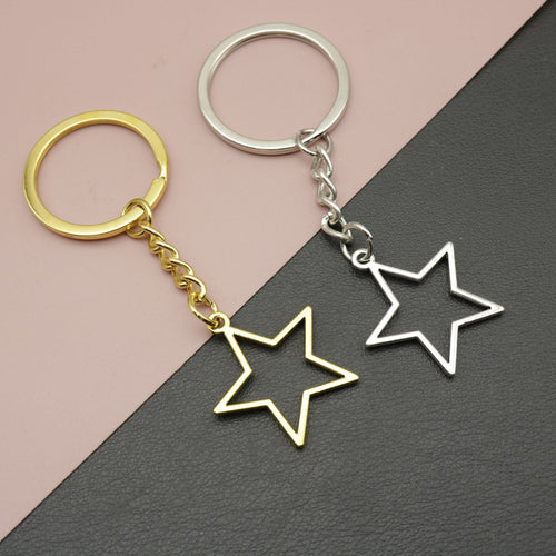 Metal Hollow Five Point Star Keychain Bag Charm