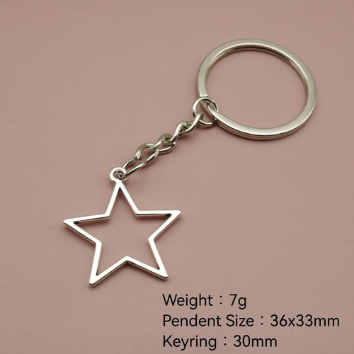 Metal Hollow Five Point Star Keychain Bag Charm