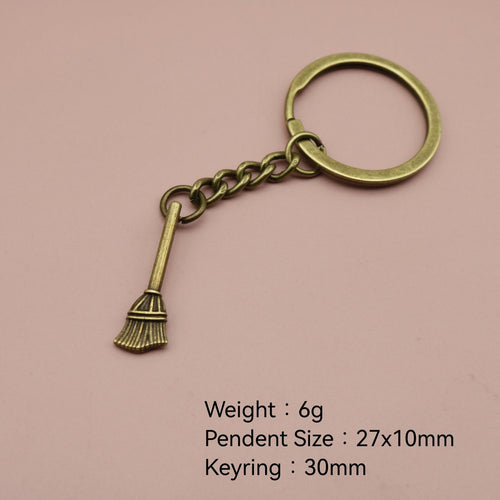 Metal Broom Keychain Key Ring Gift