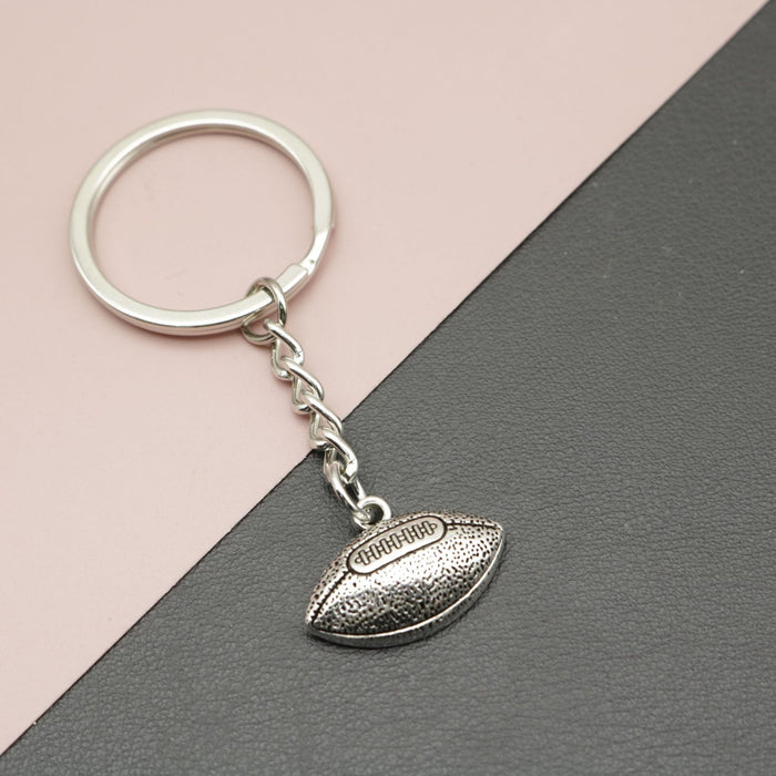 Metal Rugby Ball Keychain Bag Charm
