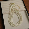 French Minimalist Multi Layer Faux Pearl Beaded Collarbone Necklace For Office And Evening Dress view 2