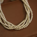 French Minimalist Multi Layer Faux Pearl Beaded Collarbone Necklace For Office And Evening Dress view 4