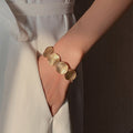 Minimalist Geometric Round Spliced Metal Bangle With Niche Cool Style Design view 1