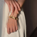 Minimalist Geometric Round Spliced Metal Bangle With Niche Cool Style Design view 3