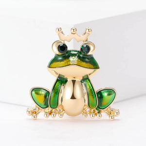 Alloy Enamel Frog Prince Brooch For Women's Fashion Clothing