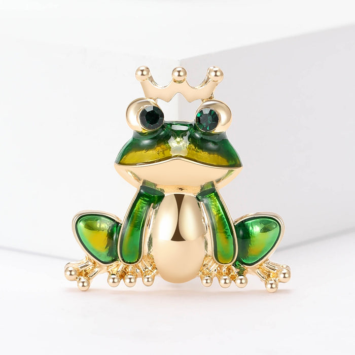 Alloy Enamel Frog Prince Brooch For Women's Fashion Clothing