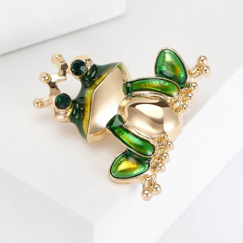 Alloy Enamel Frog Prince Brooch For Women's Fashion Clothing