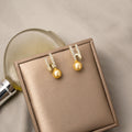 Elegant Korean Style Champagne Pearl Drop Hoops With Rhinestone Zircon Silver Needle Stud Earrings view 2