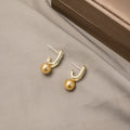 Elegant Korean Style Champagne Pearl Drop Hoops With Rhinestone Zircon Silver Needle Stud Earrings view 4