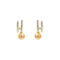 Elegant Korean Style Champagne Pearl Drop Hoops With Rhinestone Zircon Silver Needle Stud Earrings view 5