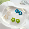 Candy Color Acrylic Resin Flower Studs For Women Sweet Fresh Korean Style Minimal Flower Earrings view 1