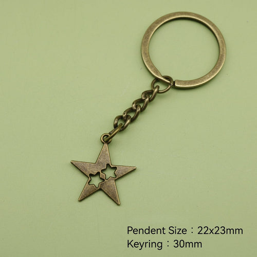 Zinc Alloy Smooth Star Keychain Bag Charm Gift