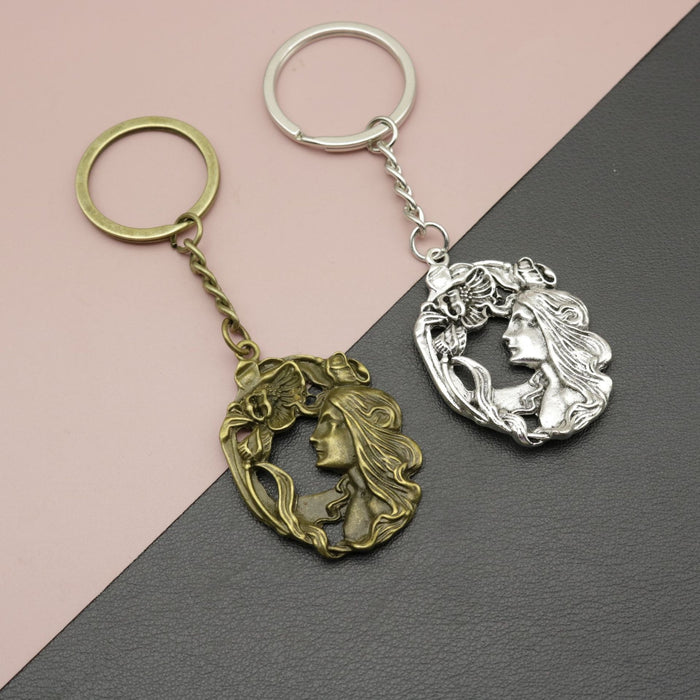 Zinc Alloy Girl Figure Keychain Minimalist Bag Charm Gift