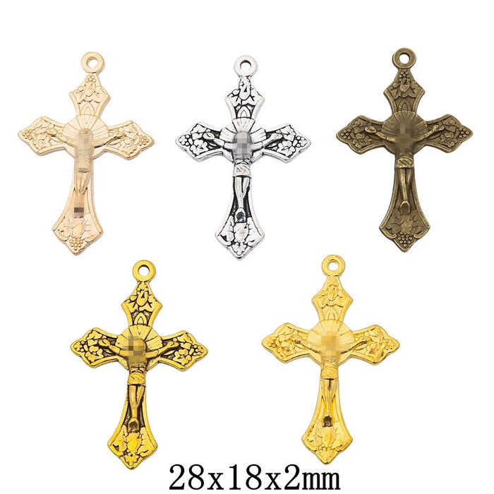 DIY Vintage Zinc Alloy Jewelry Accessories Cross Pendant Charms For Handmade Necklaces