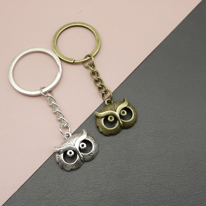 Zinc Alloy Minimalist Owl Keychain Bag Charm Gift Key Ring