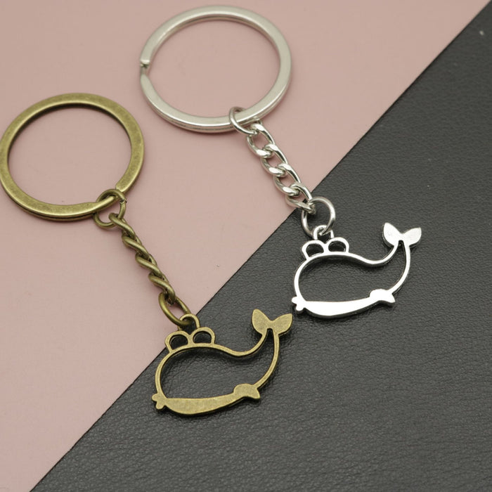Zinc Alloy Enamel Whale Hollow Frame Keychain Bag Charm