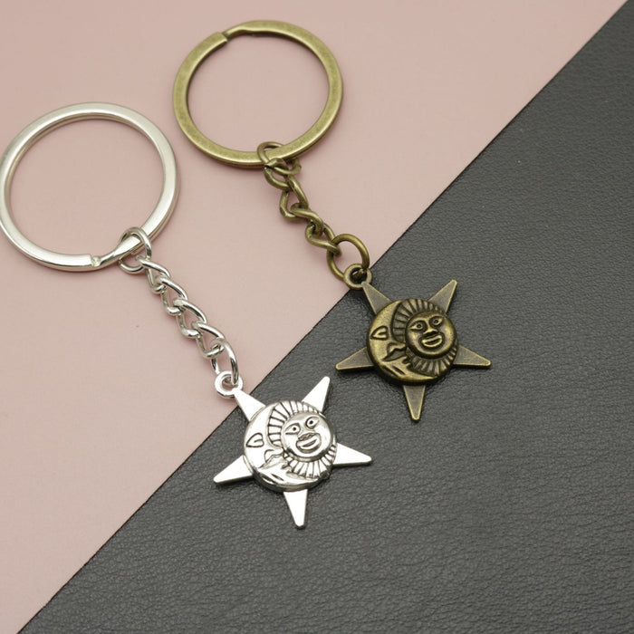 Zinc Alloy Sun Moon Star Keychain Bag Charm Gift – Antique Copper