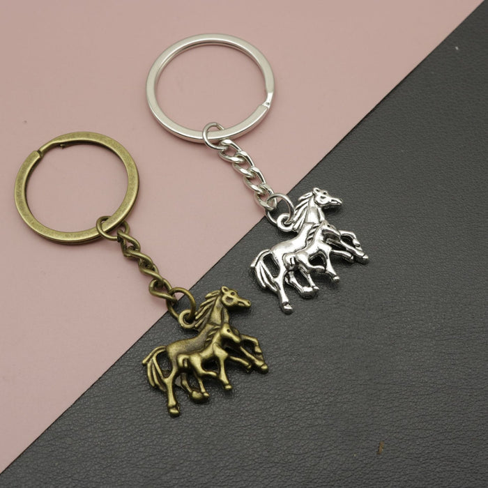 Zinc Alloy Father Son Horse Keychain Key Ring Gift