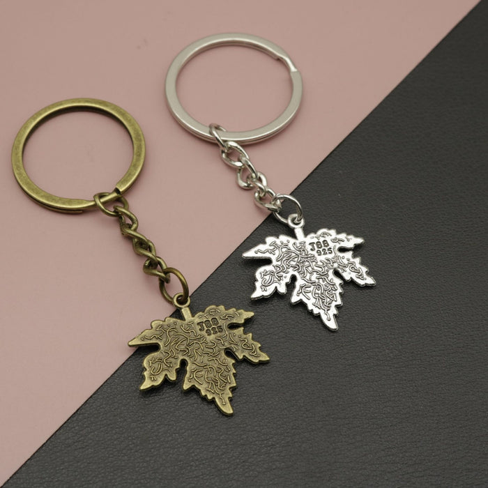 Metal Maple Leaf Keychain Bag Charm