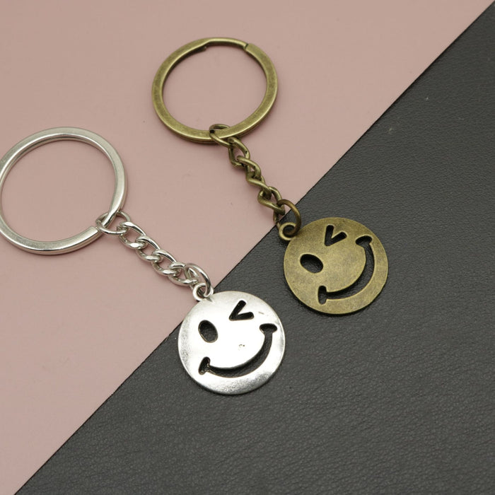 Metal Smiley Face Keychain Key Ring Bag Charm Gift