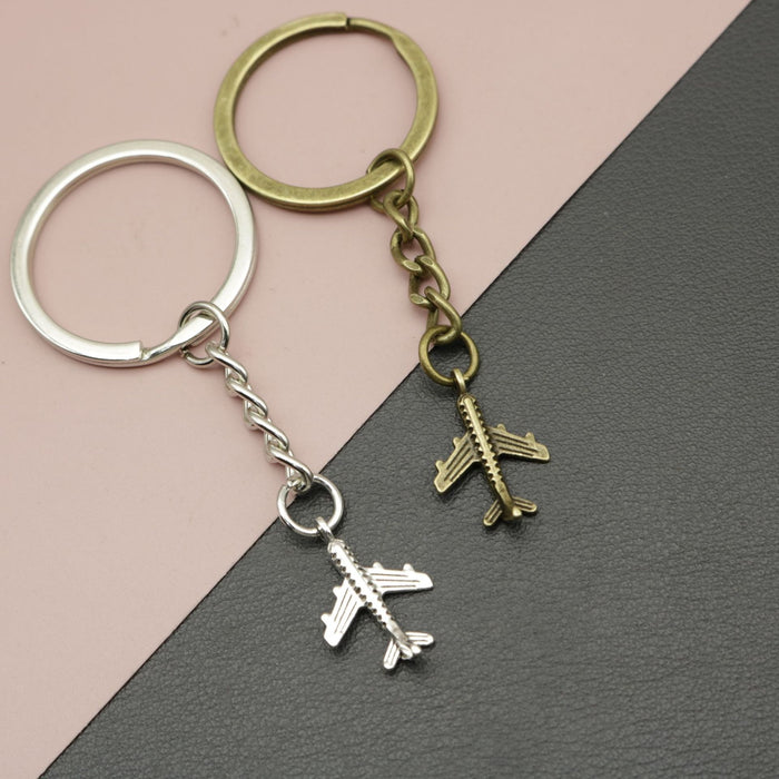 Metal Airplane Shape Keychain Travel Bag Charm Gift – Antique Copper