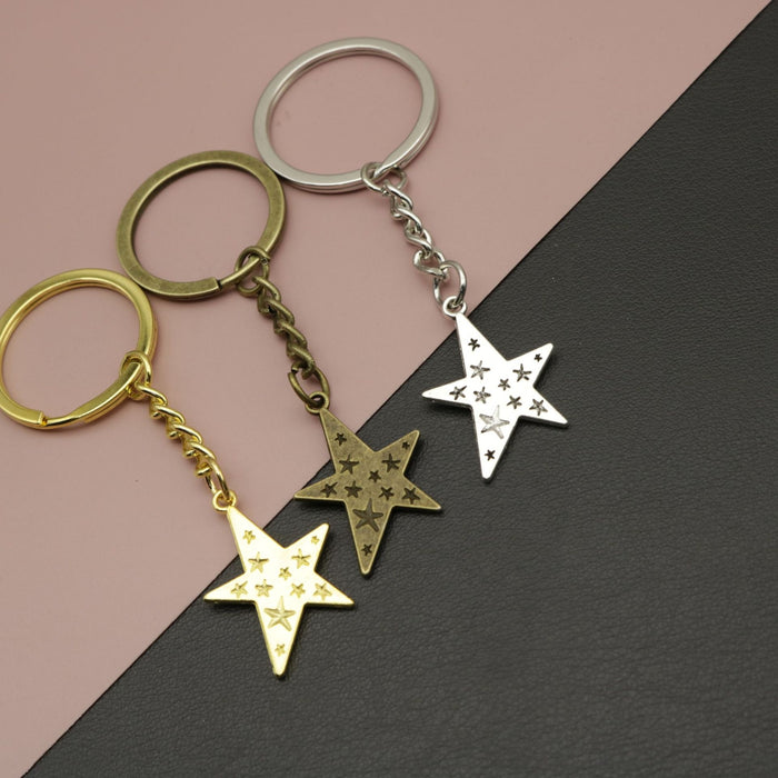 Metal Five-Pointed Star Keychain Minimalist Bag Charm Gift