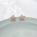 Elegant Five-Point Star Zircon Rhinestone Studs With Pink Crystal Accents For Women Fashion Earrings view 2