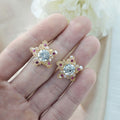 Elegant Five-Point Star Zircon Rhinestone Studs With Pink Crystal Accents For Women Fashion Earrings view 4
