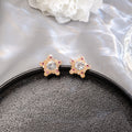 Elegant Five-Point Star Zircon Rhinestone Studs With Pink Crystal Accents For Women Fashion Earrings view 3