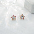 Elegant Five-Point Star Zircon Rhinestone Studs With Pink Crystal Accents For Women Fashion Earrings view 1