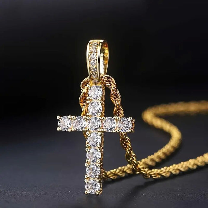 Fashion Versatile Micro Pave Pendant Necklace, Classic Influencer Style Unisex Jewelry