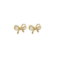 Korean Style Copper Bow Stud Earrings Minimalist Silver Pin Fashion Jewelry For Women view 5