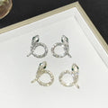 Luxury Pave Rhinestone Serpent Snake Studs For Women, Geometric Coil Alloy Silver Needle Earrings view 1