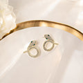 Luxury Pave Rhinestone Serpent Snake Studs For Women, Geometric Coil Alloy Silver Needle Earrings view 3
