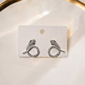Luxury Pave Rhinestone Serpent Snake Studs For Women, Geometric Coil Alloy Silver Needle Earrings view 2