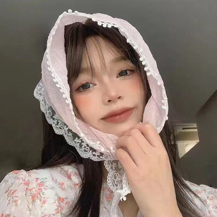French Lace Floral Triangle Headband Scarf For Women