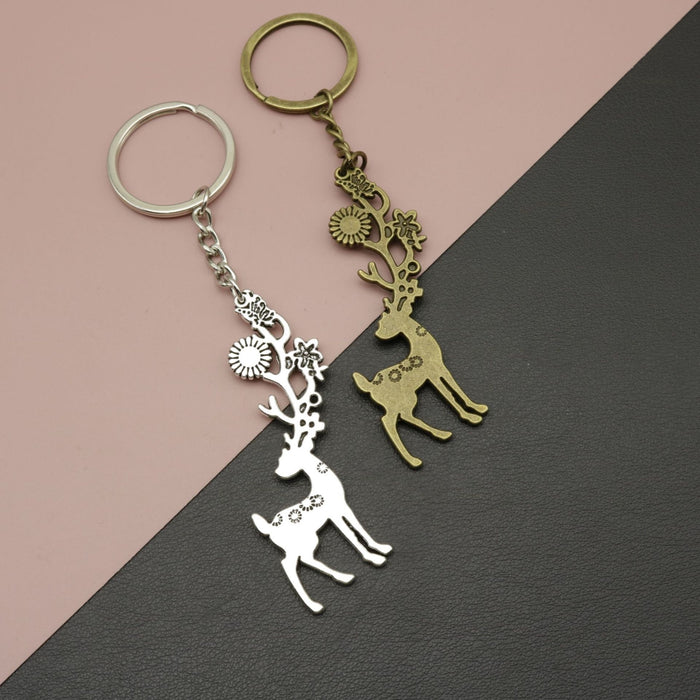 Metal Minimalist Sika Deer Keychain Bag Charm Gift Accessory