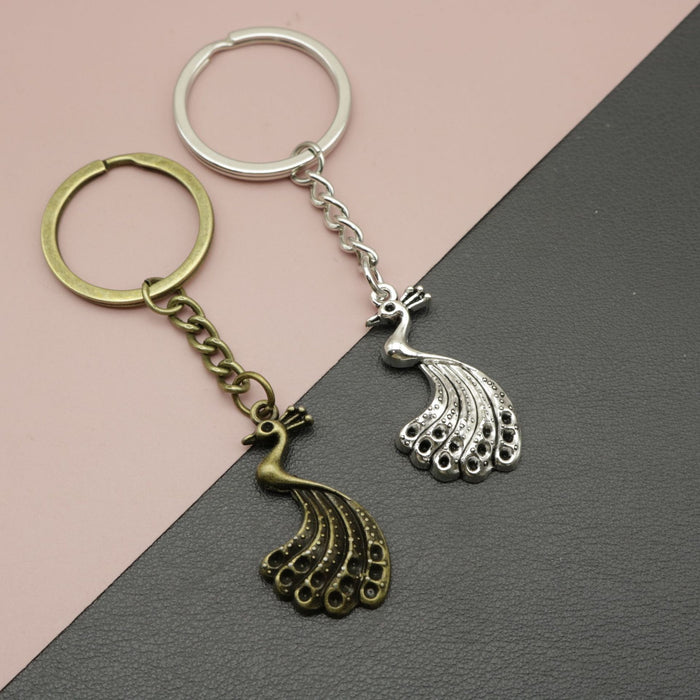 Metal Minimal Peacock Keychain Bag Charm