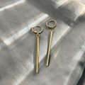 Elegant Korean Minimalist Geometric Long Bar Drop Alloy Huggie Earrings For Daily Commute Earrings view 4