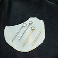 Elegant Korean Minimalist Geometric Long Bar Drop Alloy Huggie Earrings For Daily Commute Earrings view 1