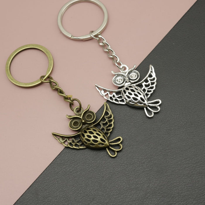 Metal Owl Shape Keychain Animal Key Ring Gift