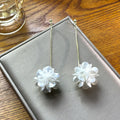 Elegant Long Tassel Acrylic Flower Drops With Gold Alloy Chain And Silver Needle Women's Earrings view 3
