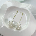 Elegant Long Tassel Acrylic Flower Drops With Gold Alloy Chain And Silver Needle Women's Earrings view 1
